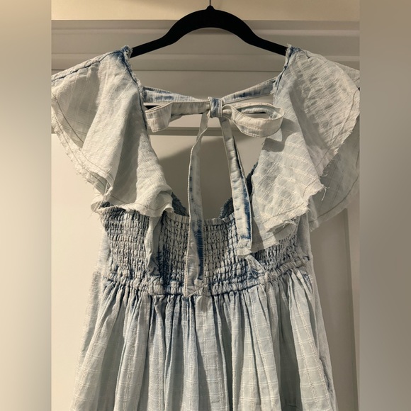 Free People Undone Tiered Cotton Minidress in Sea Spray Wash - Picture 4 of 7